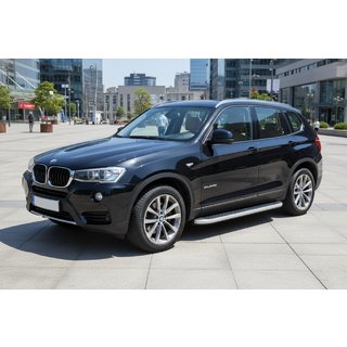 Боковые Подножки Tayga Grey (2 шт., Алюминий) BMW X3 F25 2011-2018 гг. фото 1
