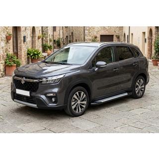 Боковые пороги Allmond Grey (2 шт., алюминий) Suzuki SX4 S-Cross 2021- гг. фото 1