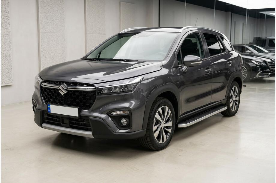 Suzuki SX4 S-Cross 2021- гг. Боковые Подножки Tayga Grey (2 шт., Алюминий) Image