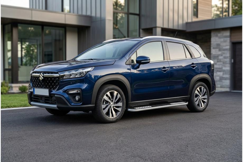 Suzuki SX4 S-Cross 2021- гг. Боковые Подножки Tayga V2 (2 шт., Алюминий) Image