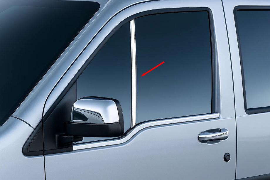 Ford Connect 2002–2006 гг. Вертикальные молдинги из нержавейки на форточку (2 шт.) Carmos - Турецкая Нержавеющая Сталь Image