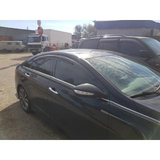 Ветровики на окна (4 шт., Sunplex Sport) Hyundai Sonata YF 2010-2014 гг. фото 4
