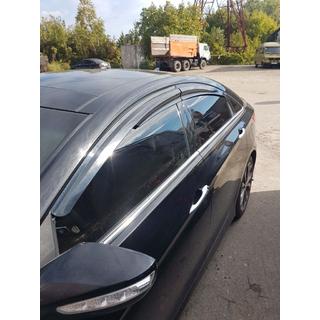 Ветровики на окна (4 шт., Sunplex Sport) Hyundai Sonata YF 2010-2014 гг. фото 3