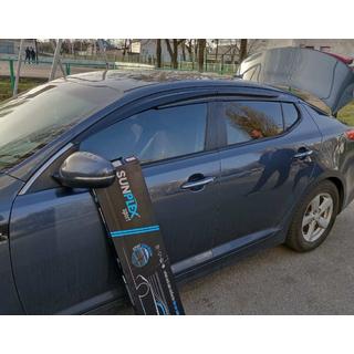 Ветровики на окна (4 шт., Sunplex Sport) Kia Optima 2010-2016 гг. фото 1