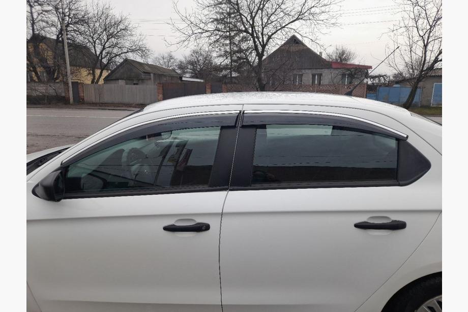 Peugeot 301 2012- гг. Ветровики с хромированным молдингом (4 шт., Sunplex Chrome) Image