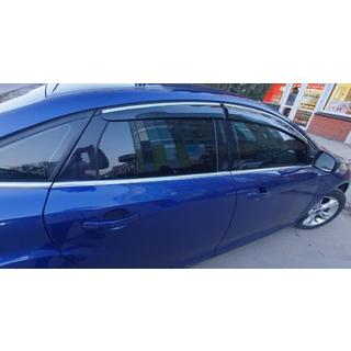 Ветровики с хромированным молдингом HB/Sedan (4 шт., Sunplex Chrome) Ford Focus III 2011-2017 гг. фото 2