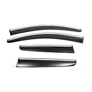 Ветровики с хромированным молдингом (4 шт., Sunplex Chrome) Nissan Qashqai 2010-2014 гг. фото 2
