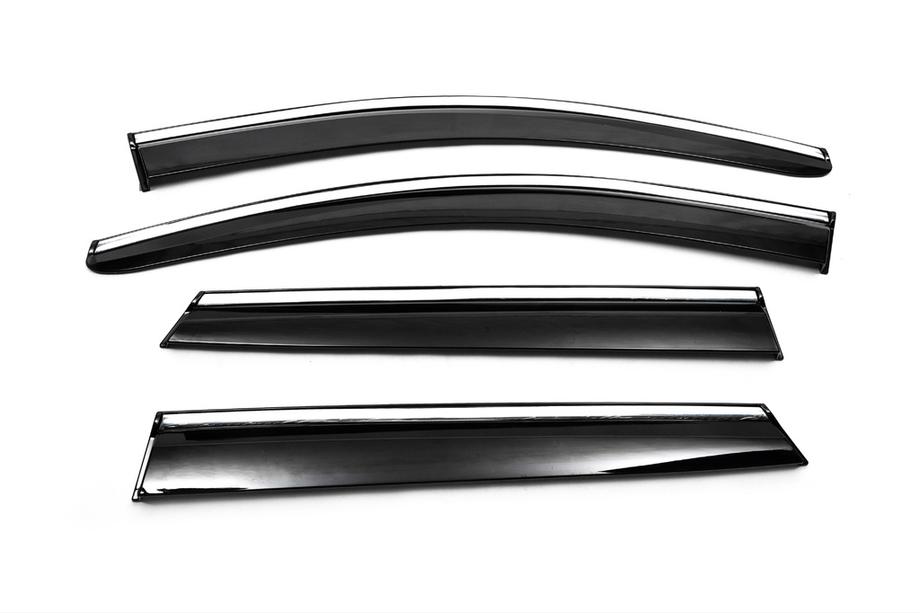 Nissan Qashqai 2014-2021 гг. Ветровики с хромированным молдингом (4 шт., Sunplex Chrome) Фото 7