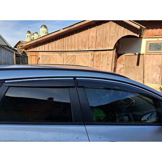 Хромированные ветровики с полосой HB/SD (4 шт, Sunplex Chrome) Opel Astra J 2009-2015 гг. фото 2