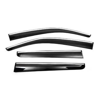 Ветровики с хромированным молдингом (4 шт., Sunplex Chrome) Volkswagen Amarok 2010-2022 гг. фото 1