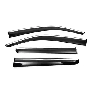Ветровики с хромированным молдингом (4 шт., Sunplex Chrome) Volkswagen Amarok 2010-2022 гг. фото 1