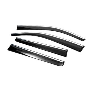 Ветровики с хромированным молдингом (4 шт., Sunplex Chrome) Volkswagen Amarok 2010-2022 гг. фото 2