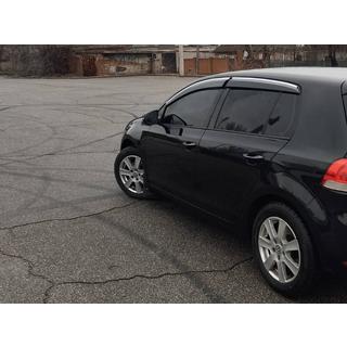 Ветровики с хромированным молдингом (4 шт., Sunplex Chrome) Volkswagen Golf 5 2003-2009 гг. фото 4