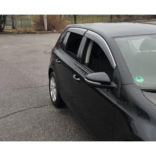 Ветровики с хромированным молдингом (4 шт., Sunplex Chrome) Volkswagen Golf 5 2003-2009 гг. фото 1