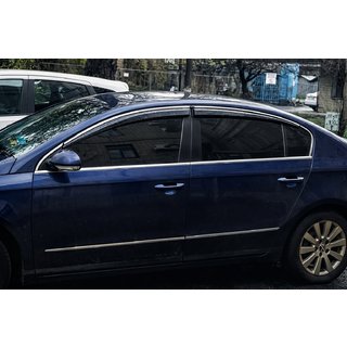 Ветровики с хромированным молдингом (4 шт., Sunplex Chrome) Volkswagen Passat B6 2006-2012 гг. фото 3