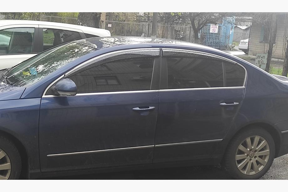Volkswagen Passat B7 2012-2015 гг. Ветровики с хромированным молдингом SD (4шт, EU, Sunplex Chrome) Image