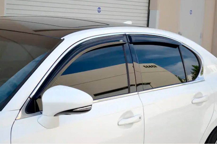 Lexus GS 2011-2020 гг. Ветровики с хромированным молдингом (4 шт, HIC) Image