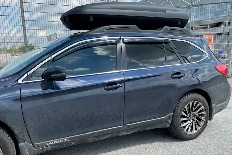 Subaru Legacy 2014-2019 гг. Ветровики с хромированным молдингом (4 шт, HIC) Image