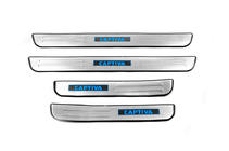 Chevrolet Captiva 2006-2019 гг. Накладки на пороги Libao LED (2006-2011, 4 шт, нержавейка) фото 2