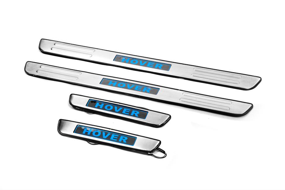 GreatWall Haval M4 2012-2021 гг. Накладки на пороги Libao LED 2012+ (4 шт, нержавейка) Image