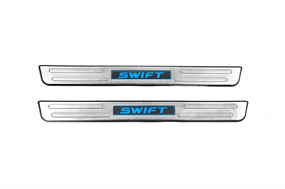 Suzuki Swift 2010-2017 гг. Накладки на пороги Libao LED (2 шт, нержавейка) Image