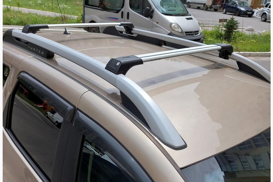 Dacia Duster 2018-2024 гг. Поперечины на рейлинги с замком Skybar V1 (2 шт) Черный Image
