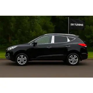 Полный комплект накладок на стекла и стойки LIBAO (20 шт, нержавейка) Hyundai IX-35 2010-2015 гг. фото 1