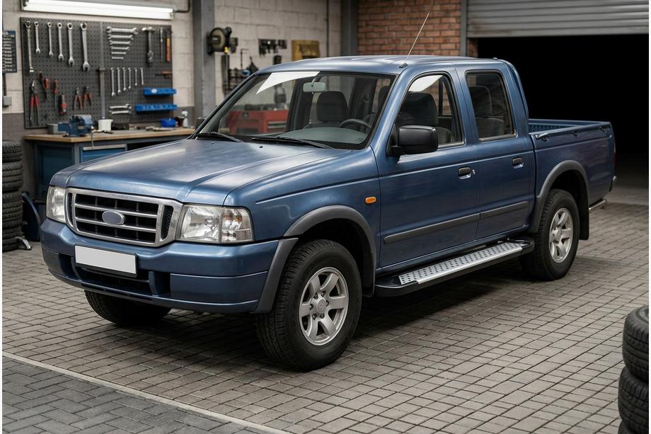 Ford Ranger 2002-2006 гг. Боковые пороги Allmond Grey (2 шт., алюминий) Image