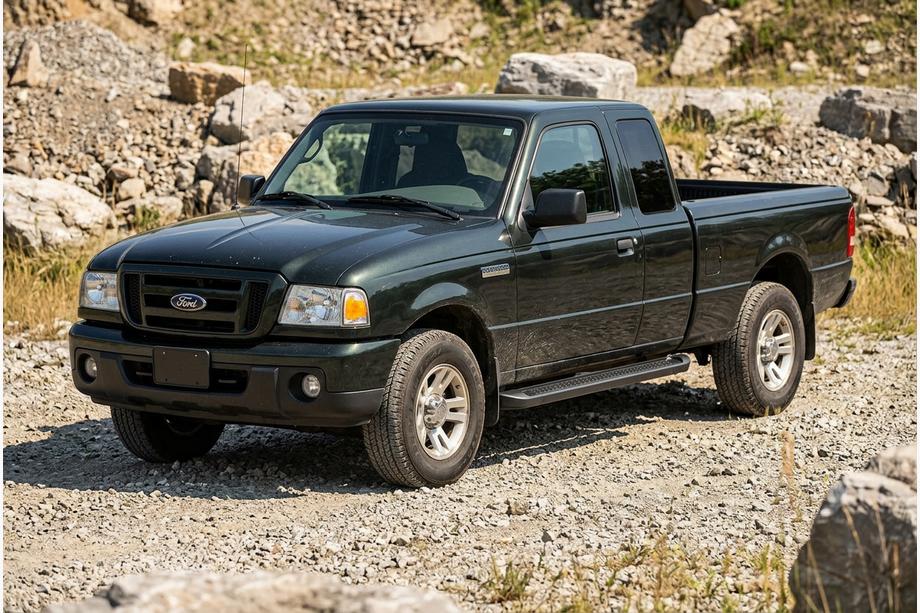 Ford Ranger 2002-2006 гг. Боковые Подножки Allmond Black (2 шт., Алюминий) Image