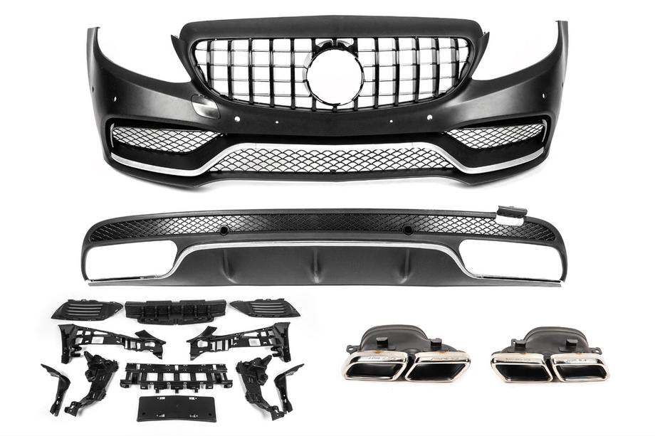 Mercedes C-class W205 2014-2021 гг. Комплект обвеса с диффузором V1 (AMG C63-design 2014-2018) Image