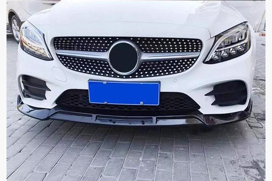 Mercedes C-class W205 2014-2021 гг. Передний лип V2 1234 Upgrade (черный, 2018-2021) Фото 3