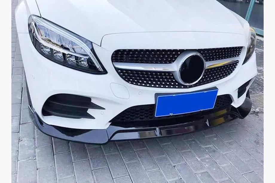 Mercedes C-class W205 2014-2021 гг. Передний лип V2 1234 Upgrade (черный, 2018-2021) Фото 1