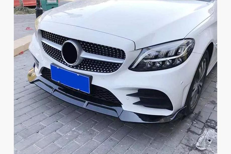 Mercedes C-class W205 2014-2021 гг. Передний лип V2 1234 Upgrade (черный, 2018-2021) Фото 2