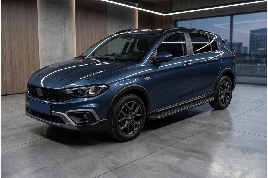 Fiat Tipo Cross 2021- гг. Боковые Подножки Tayga Black (2 шт., Алюминий) Image
