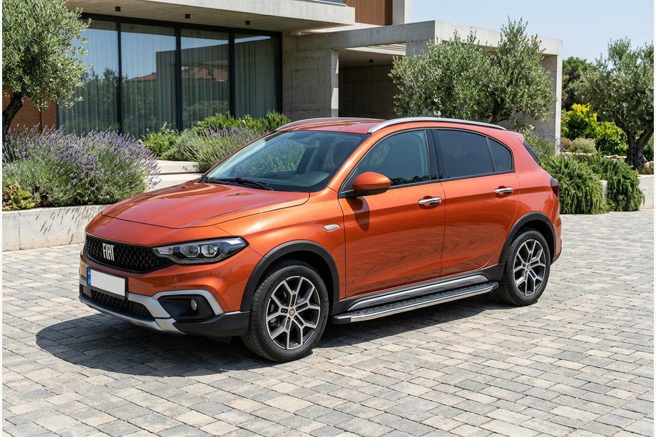 Fiat Tipo Cross 2021- гг. Боковые Подножки BlackLine (2 шт., Алюминий) Image