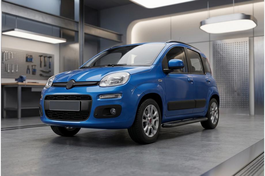 Fiat Panda 2011-2023 гг. Боковые Подножки Tayga Black (2 шт., Алюминий) Image