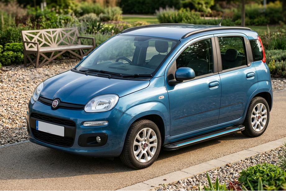 Fiat Panda 2011-2023 гг. Боковые Подножки Maya Blue (2 шт., Алюминий) Image