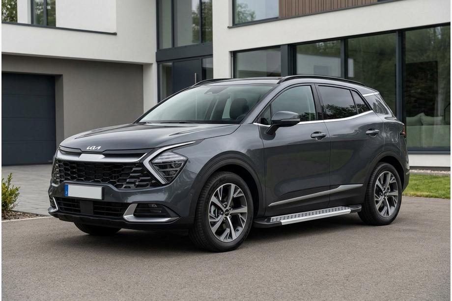 Kia Sportage 2021- гг. Боковые Подножки Vision New Grey (2 шт., Алюминий) Image