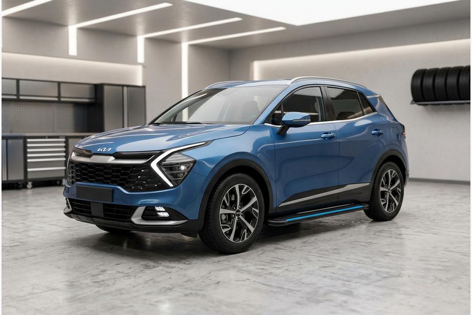 Kia Sportage 2021- гг. Боковые Подножки Maya Blue (2 шт., Алюминий) Image