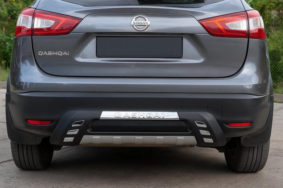 Nissan Qashqai 2014-2021 гг. Задняя накладка бампера Libao 2014-2016 (пластик) Image