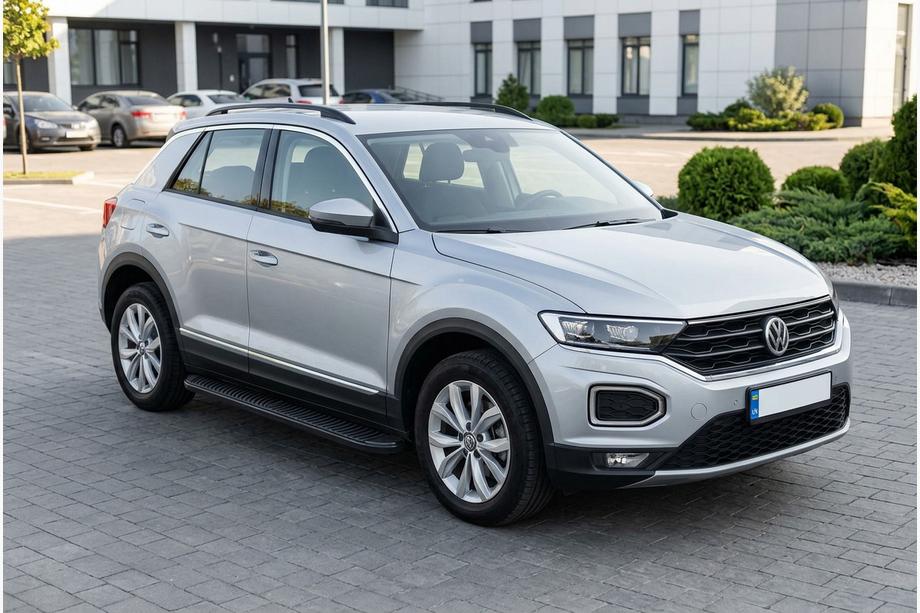 Volkswagen T-Roc 2017-2025 гг. Боковые Подножки Tayga Black (2 шт., Алюминий) Фото 1