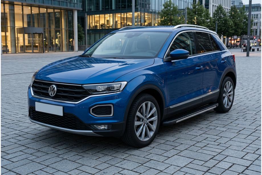 Volkswagen T-Roc 2017-2025 гг. Боковые Подножки Bosphore Grey (2 шт., Алюминий) Image