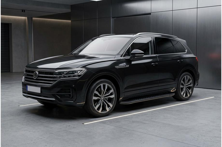 Volkswagen Touareg 2018- гг. Боковые Подножки Allmond Black (2 шт., Алюминий) Image