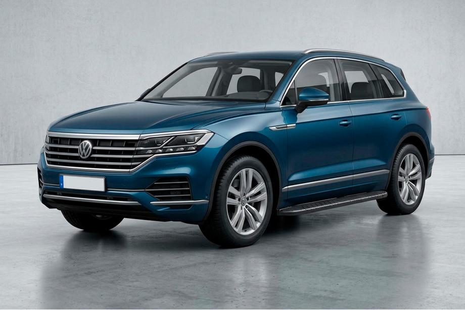 Volkswagen Touareg 2018- гг. Боковые пороги Bosphorus Black (2 шт., алюминий) Image