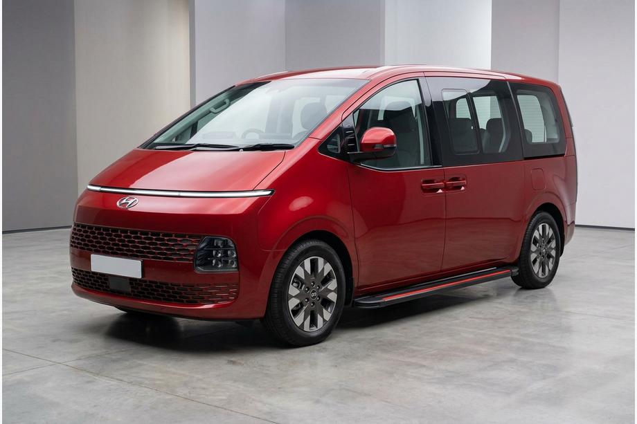 Hyundai Staria 2021- гг. Боковые Подножки Maya Red (2 шт., Алюминий) Image