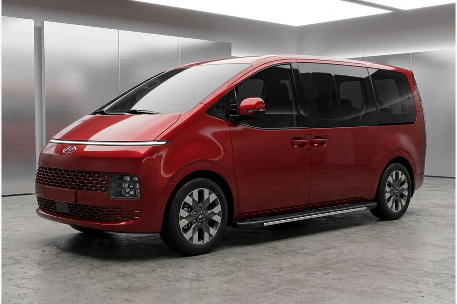 Hyundai Staria 2021- гг. Боковые пороги Bosphorus Grey (2 шт., алюминий) Image