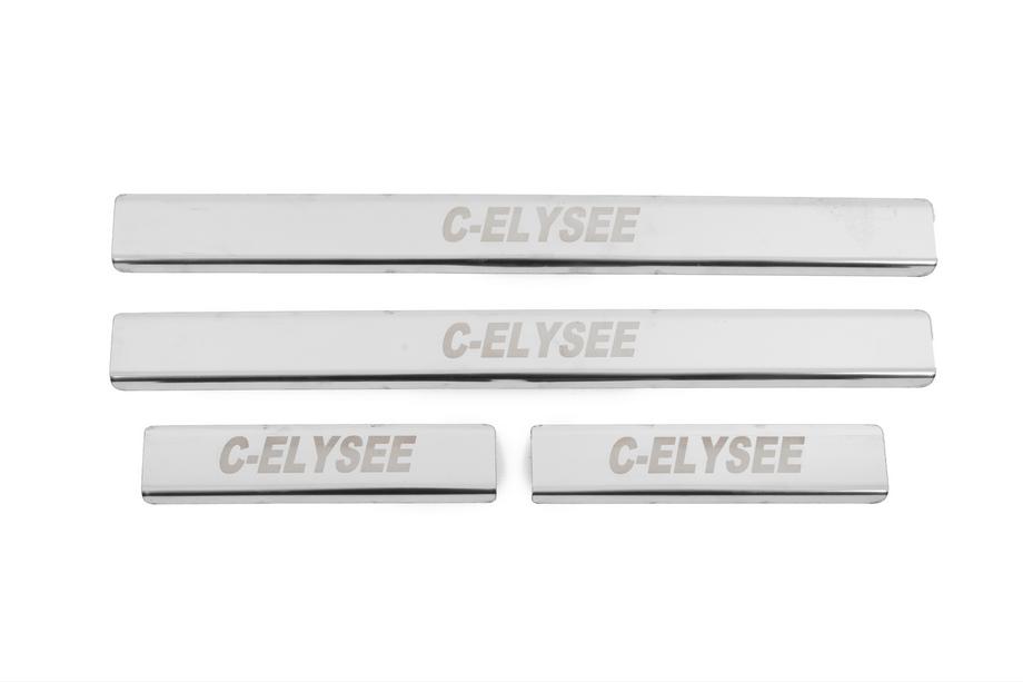 Citroen C-Elysee 2013-2022 гг. Накладки на пороги Carmos V2 (4 шт, нержавейка) Image