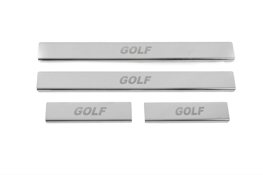 Volkswagen Golf 7/E-Golf 2012-2020 гг. Накладки на пороги нержавейка Carmos V2 (4 шт) Image