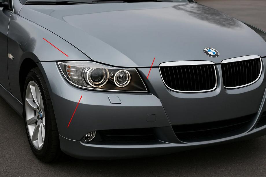 BMW 3 серия E90/E91 2005-2011 гг. Хром Накладки на Фары (2 шт., Пластик) Image