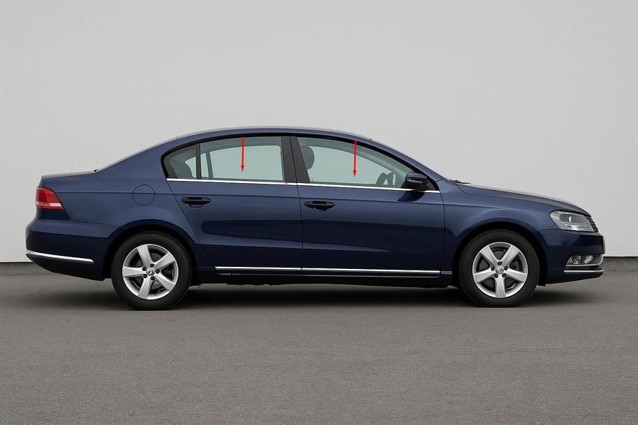 Volkswagen Passat B7 2012-2015 гг. Окантовка стекол SD/SW нержавейка Image